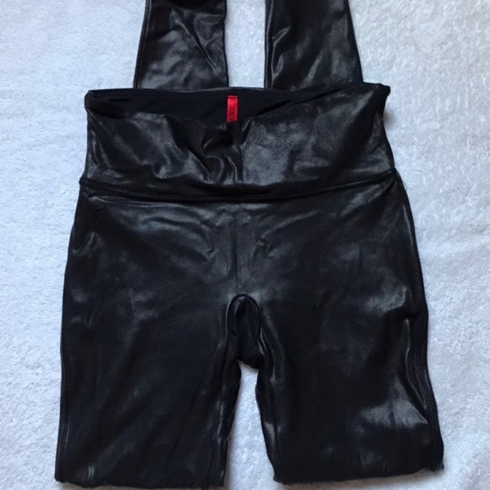 Spank black faux leather leggings